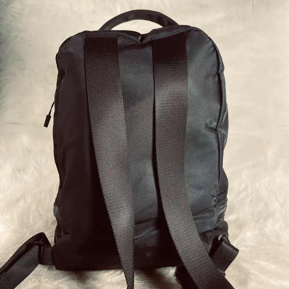 Lululemon Black Nylon Backpack Small Travel Gym Bag Shoe Compartment